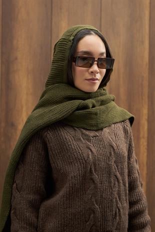 Triko Atkılı Bere - Haki