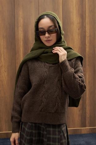 Triko Atkılı Bere - Haki