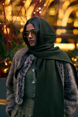 Triko Atkılı Bere - Haki