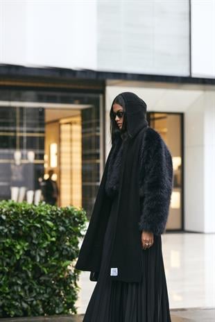 Triko Atkılı Bere - Siyah