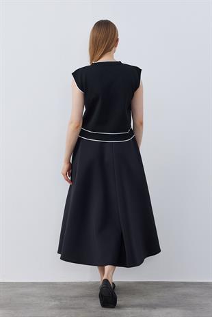 Twila Gold Düğmeli Basic Süveter - Siyah