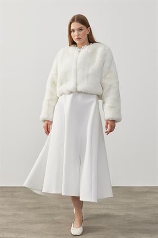 Valencia Peluş Kürk Ceket - Beyaz