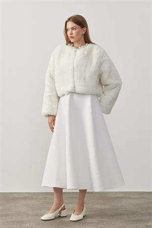 Valencia Peluş Kürk Ceket - Beyaz