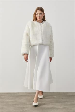 Valencia Peluş Kürk Ceket - Beyaz