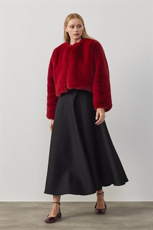 Valencia Peluş Kürk Ceket - Bordo