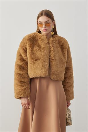 Valencia Peluş Kürk Ceket - Camel