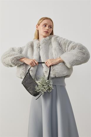 Valencia Peluş Kürk Ceket - Gri