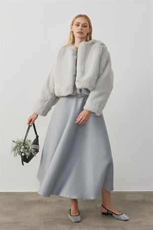 Valencia Peluş Kürk Ceket - Gri