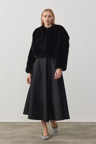 Valencia Peluş Kürk Ceket - Siyah