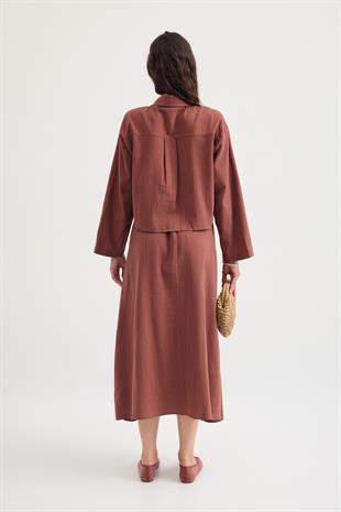 Valeri Keten Karışımlı Takım - Bakır