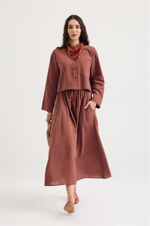 Valeri Keten Karışımlı Takım - Bakır