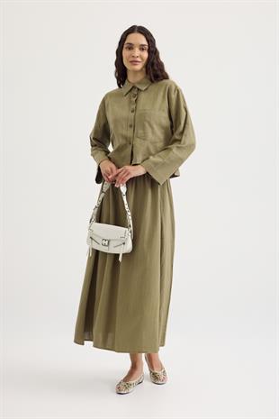 Valeri Keten Karışımlı Takım - Haki