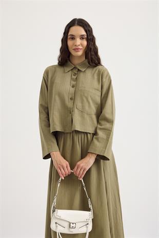 Valeri Keten Karışımlı Takım - Haki