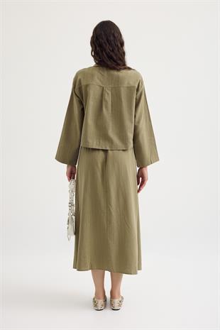 Valeri Keten Karışımlı Takım - Haki