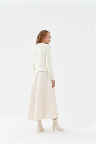 VANESSA TAŞ DÜĞMELİ HIRKA - EKRU