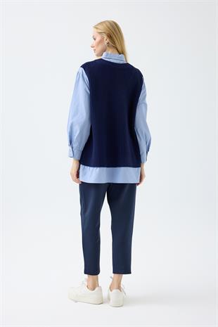 Vega Süveter Mix Gömlek - Lacivert