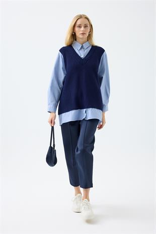 Vega Süveter Mix Gömlek - Lacivert