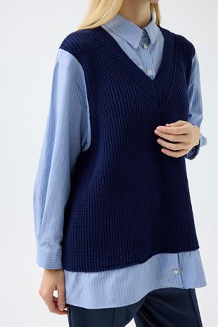 Vega Süveter Mix Gömlek - Lacivert