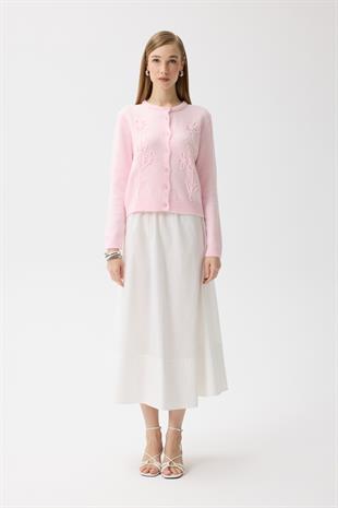Vera Çiçek Motifli Hırka - Pembe