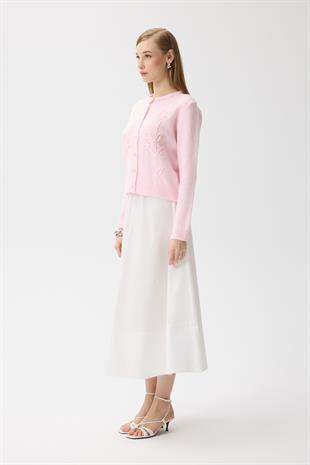 Vera Çiçek Motifli Hırka - Pembe