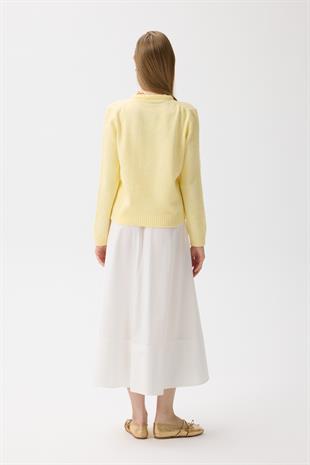 Vera Çiçek Motifli Hırka - Sarı 