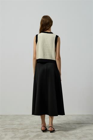 Viola Garnili Düğmeli Süveter - Ekru