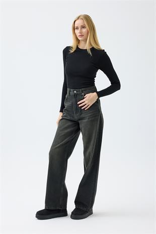 Vivian Straight Denim Pantolon - Siyah 