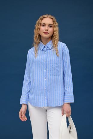 Viyana Paraşüt Pul İşlemeli Gömlek - Mavi