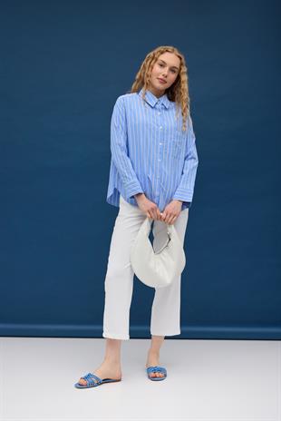 Viyana Paraşüt Pul İşlemeli Gömlek - Mavi