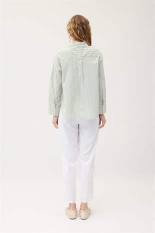 Viyana Paraşüt  Pul İşlemeli Gömlek - Yeşil