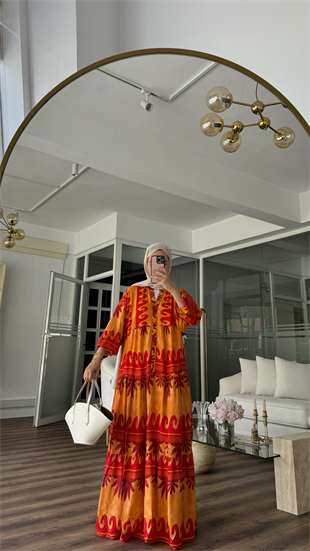 WIESSE VISCON ELBİSE - TURUNCU