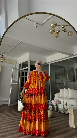 WIESSE VISCON ELBİSE - TURUNCU