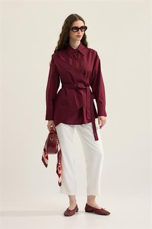 Wilma Kruvaze Kapaklı Polo Yaka Gömlek- Bordo