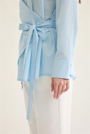 Wilma Kruvaze Kapaklı Polo Yaka Gömlek- Mavi