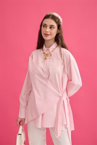 Wilma Kruvaze Kapaklı Polo Yaka Gömlek- Pembe