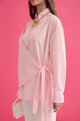 Wilma Kruvaze Kapaklı Polo Yaka Gömlek- Pembe