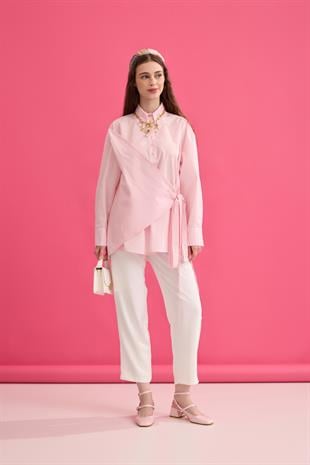 Wilma Kruvaze Kapaklı Polo Yaka Gömlek- Pembe