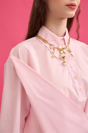 Wilma Kruvaze Kapaklı Polo Yaka Gömlek- Pembe