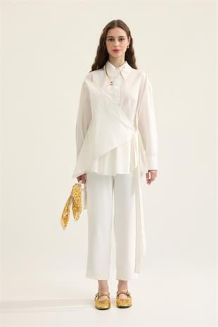 Wilma Kruvaze Kapaklı Polo Yaka Gömlek- Beyaz