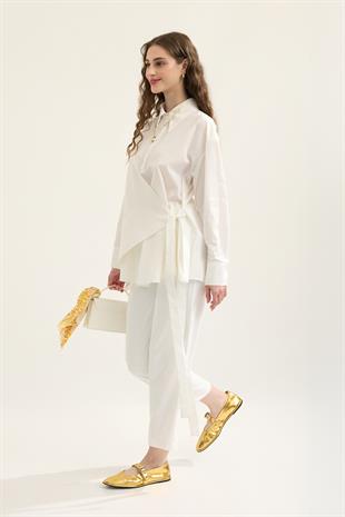 Wilma Kruvaze Kapaklı Polo Yaka Gömlek- Beyaz