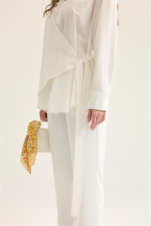 Wilma Kruvaze Kapaklı Polo Yaka Gömlek- Beyaz