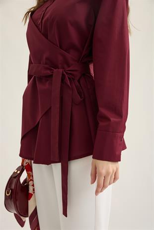 Wilma Kruvaze Kapaklı Polo Yaka Gömlek- Bordo