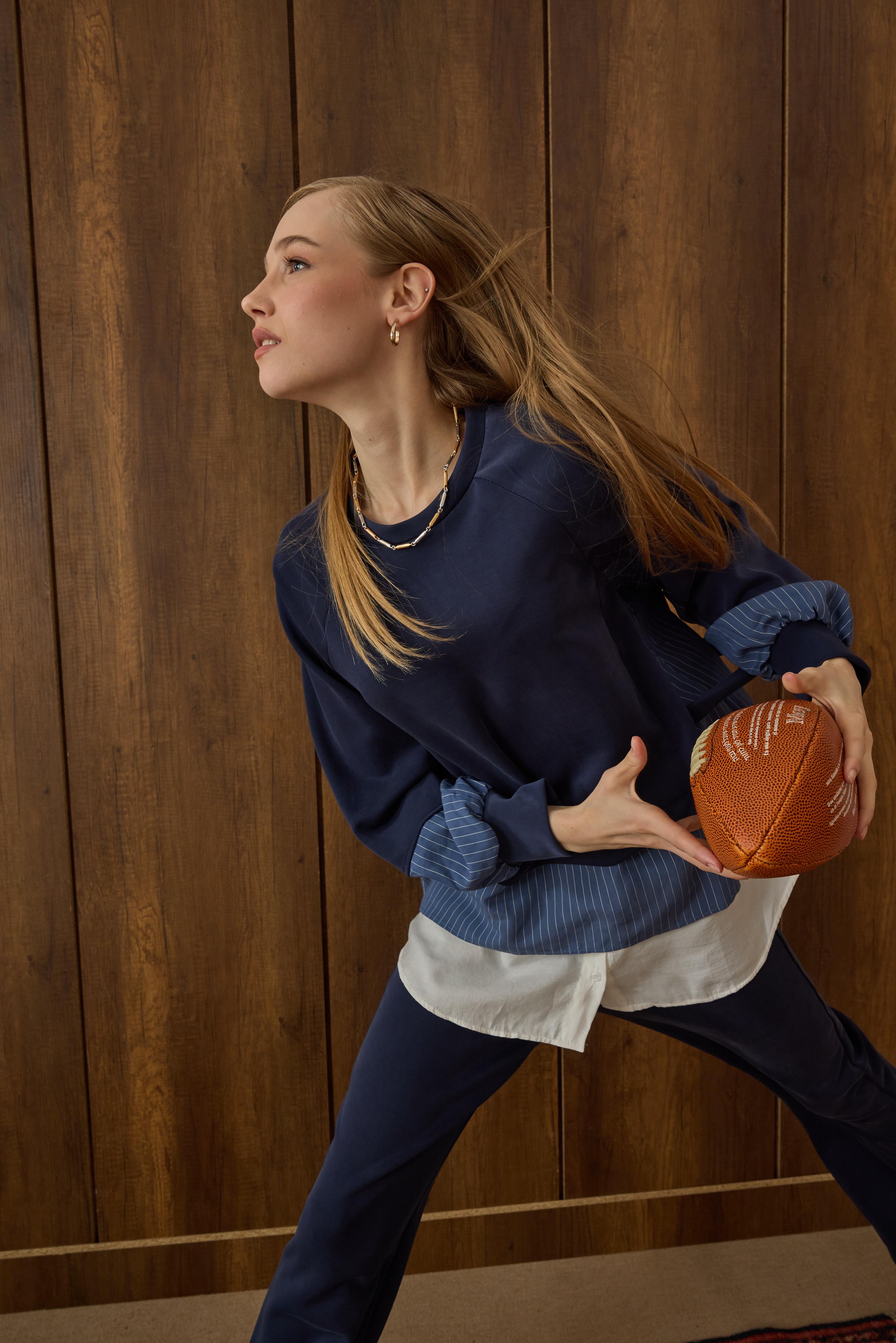 Agatha Garnili Modal Takım - Lacivert