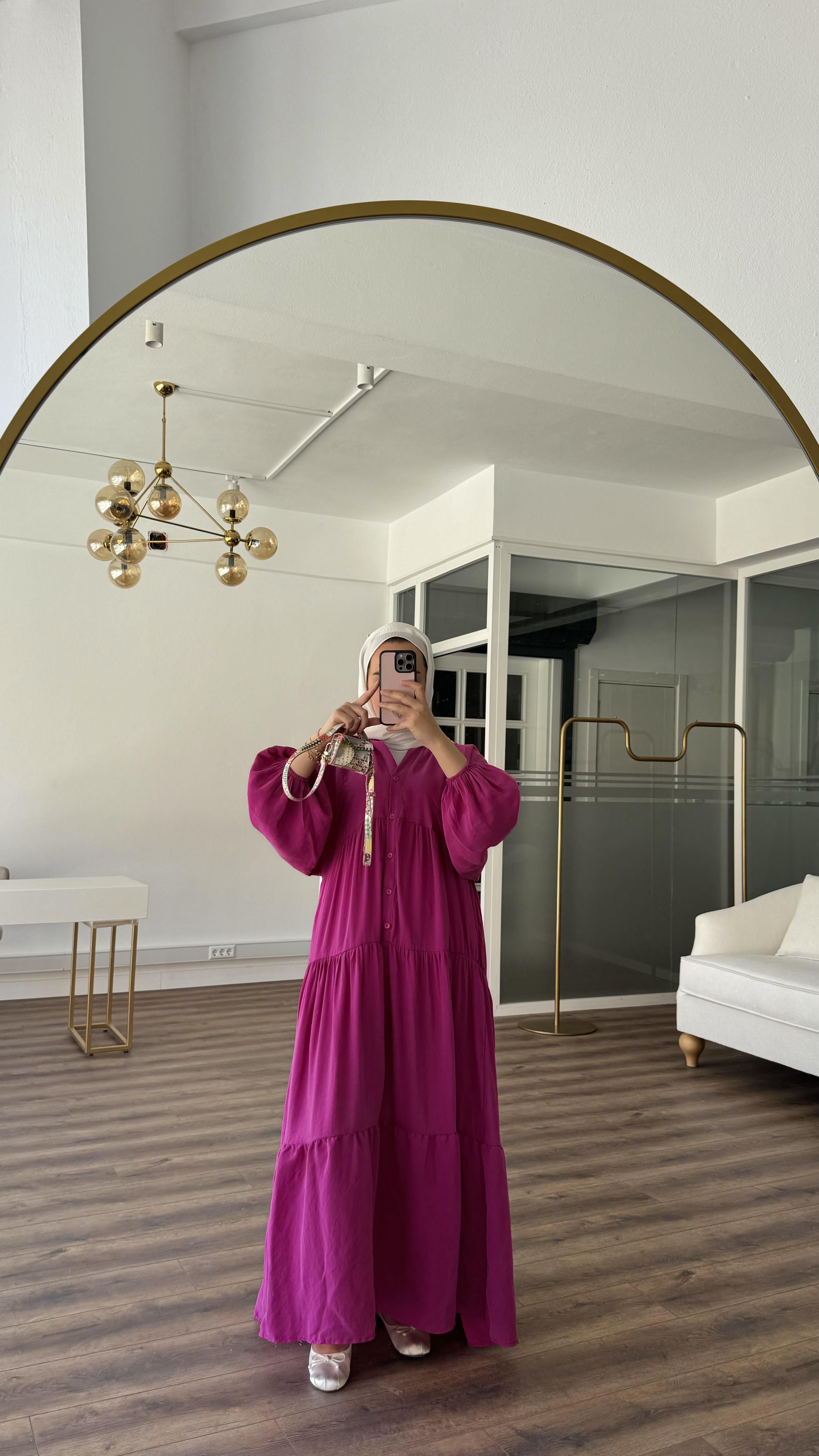 AHSEL MODAL VİSCON ELBİSE - MOR