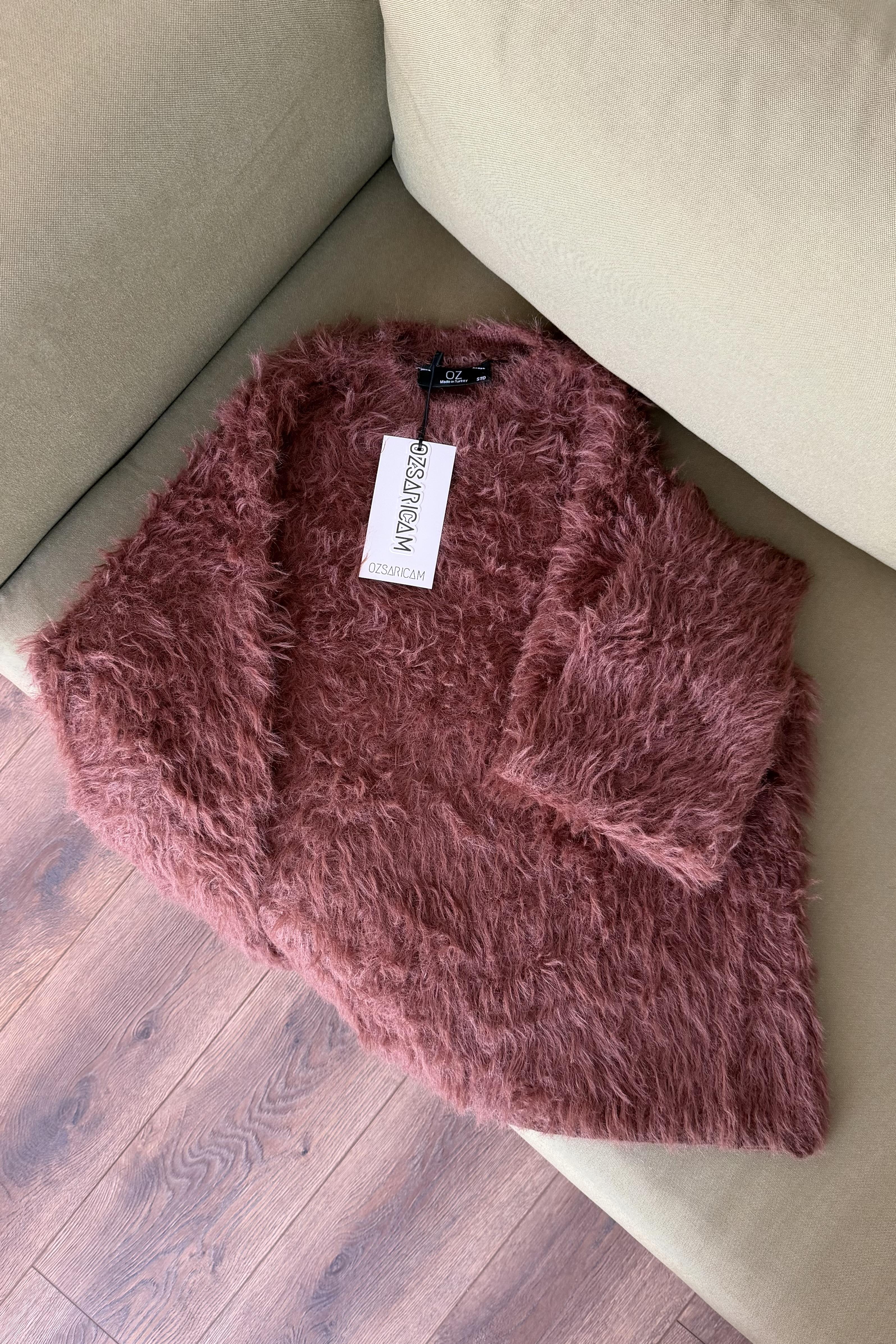 Alberta Peluş Kazak - Kahverengi