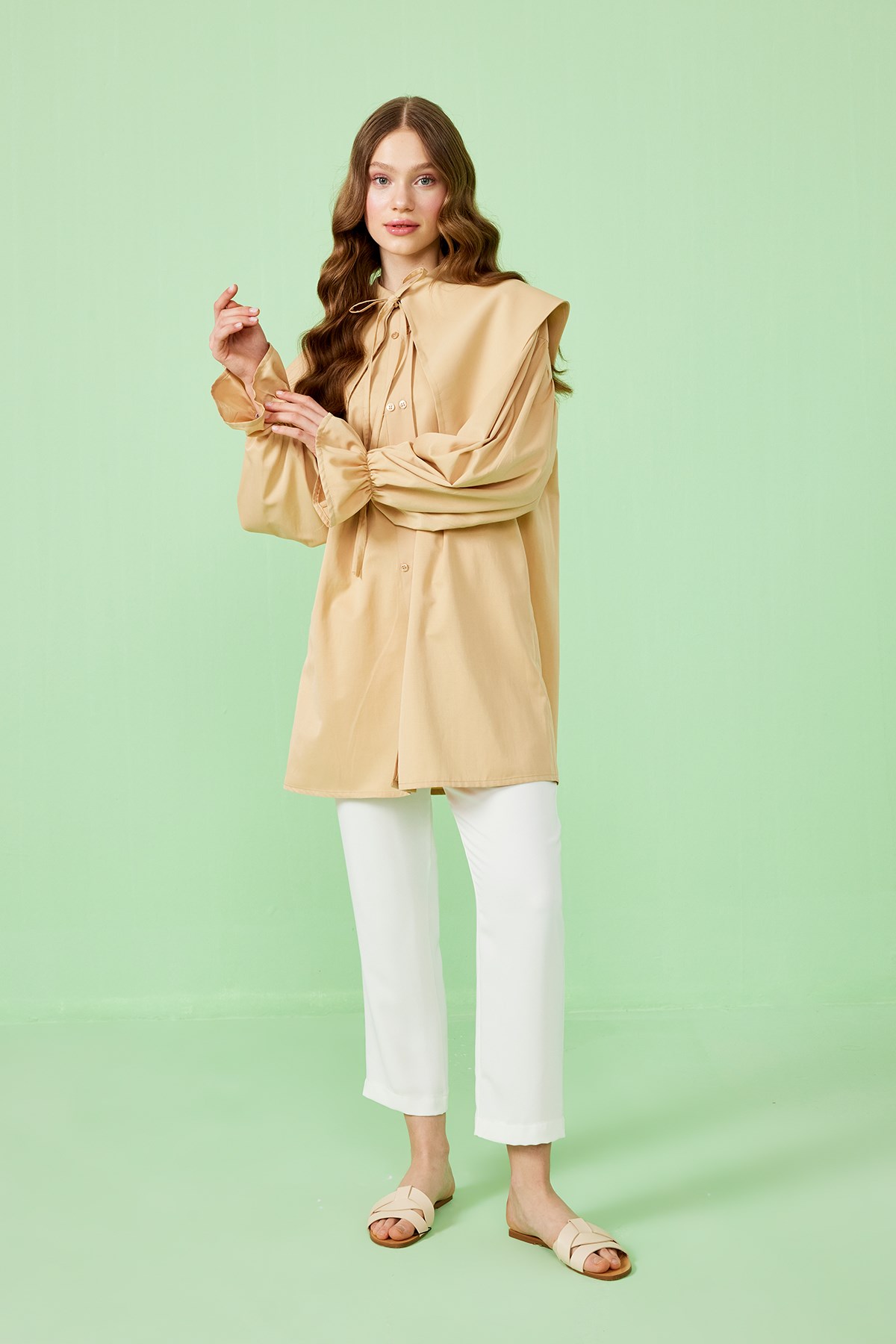 Alice Çift Düğmeli Gömlek - Camel