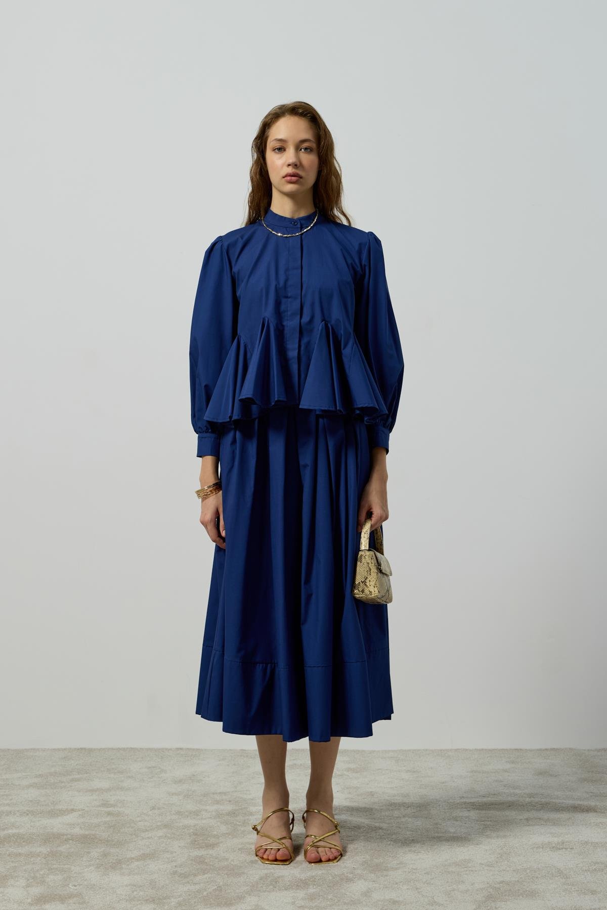 Alice Peplum Detaylı Drapeli Takım - Gece Mavi