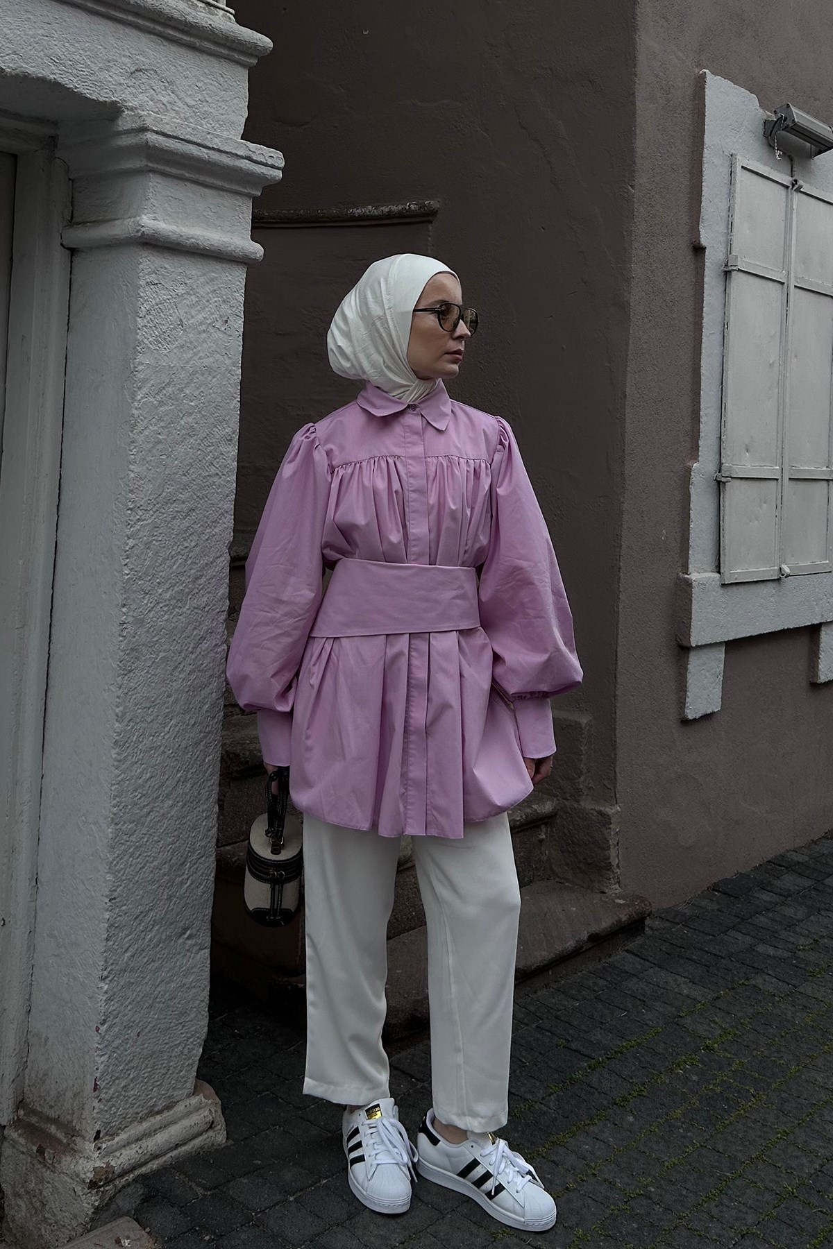 Almila Robalı Korse Detaylı Gömlek -  Lila 