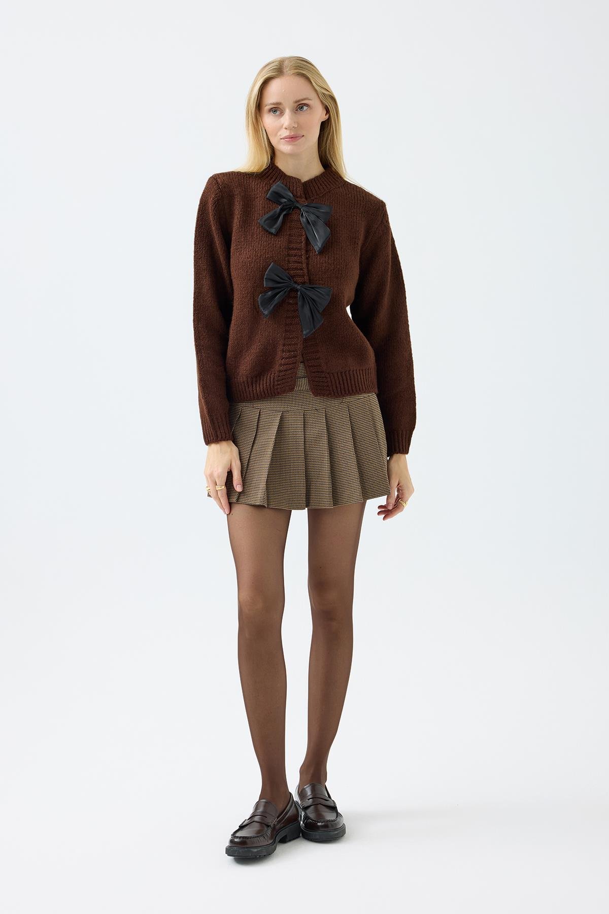 Angel Fiyonklu Hırka - Kahverengi 