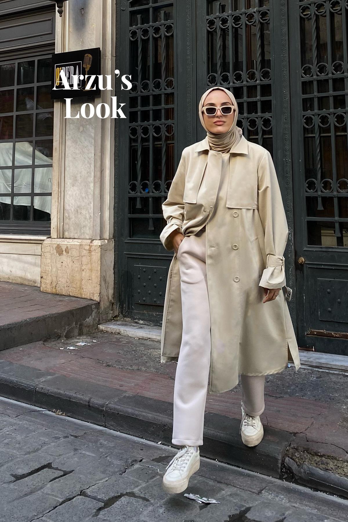 Arzu'nun Roza Trençkot, Neva Body, Liza Skuba Pantolon Kombini